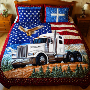 American Trucker Pride Quilt Bedding Set Special Line – Personalized Gifts for Trucker Lovers 03tglu240625 - Blanket - GoDuckee