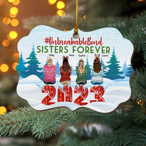 Sisters Forever-Personalized Medallion Wood Ornament- Gift For Sisters- Christmas Gift - Ornament - GoDuckee