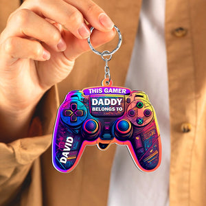 Personalized Gifts For Dad Keychain This Gamer Belongs To - Keychains - GoDuckee