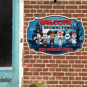 Family, Welcome You Should Leave, Personalized Wood Art, Halloween Gifts For Family, 03PGPO060923HH - Wood Sign - GoDuckee