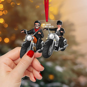 Mr & Mrs, Personalized 01HUTN241123DA-01 Acrylic Ornament, Christmas Gift For Biker Couple - Ornament - GoDuckee