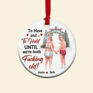 Christmas Lane Personalized Ceramic Circle Ornament, Christmas Gift For Couple - Ornament - GoDuckee