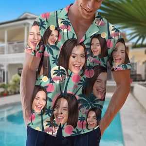 Custom Face Image Personalized Hawaiian Shirt Coconut Tree 03ACPO240623 - Hawaiian Shirts - GoDuckee