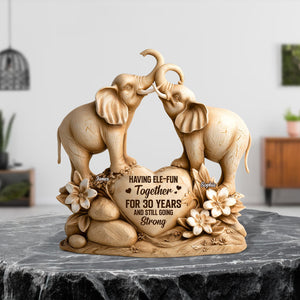 Elephant Couple Plaque - Personalized Gifts For Couple 05tgtn280525 - Shaped Plaques - GoDuckee