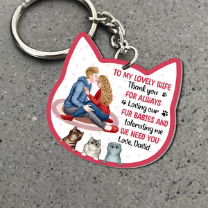 To My Lovely Wife, Personalized Cat Lovers Couples Keychain, Gift For Her, Valentine's Gifts - Keychains - GoDuckee