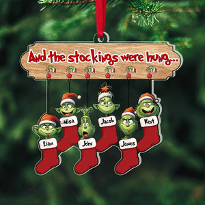 And The Stockings Were Hung, Naughty Kids On Christmas Socks, Personalized 04OHPU241023 Ornament - Ornament - GoDuckee