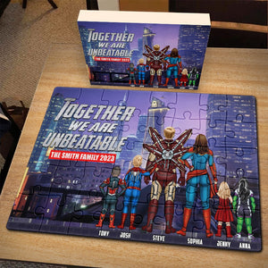 The Family, Together We Have Unbeatable, Personalized Jigsaw Puzzle, Gifts For Family, 02HTPO211023TM - Wood Sign - GoDuckee