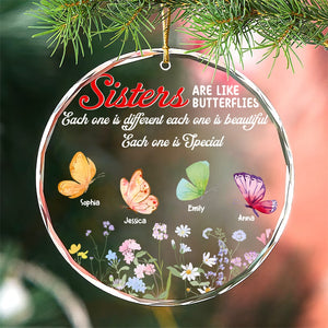 Personalized Gifts For Sisters Christmas Ornament Butterflies Wild Flower 02xqtn261124 - Ornament - GoDuckee