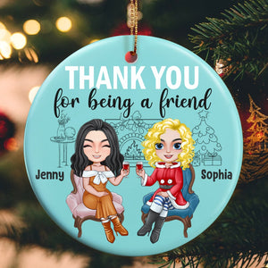 Thank You For Being A Friend Personalized Ceramic Circle Ornament 05ACTN100823 - Ornament - GoDuckee