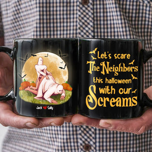 Naughty Couple, Let's Scare The Neighbors, Personalized Coffee Mug, Halloween Gifts For Couple - Coffee Mug - GoDuckee