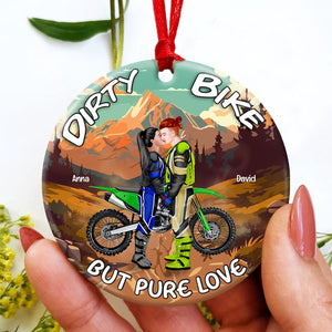 Dirty Bike But Pure Love, Personalized Motocross Couple Ornament, Gift For Christmas - Ornament - GoDuckee
