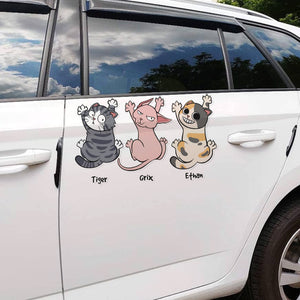 Personalized Gifts For Cat Lovers Car Decal, Funny Cat Hanging Climbing 03qhtn080724 - Decal Sticker - GoDuckee