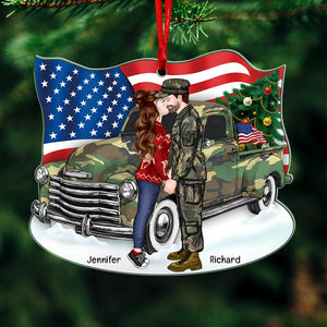 Military Couple-Personalized Acrylic Ornament-Gift For Him/ Gift For Her- Christmas Gift- Couple Ornament - Ornament - GoDuckee