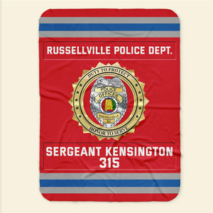 Police Blanket With Department Logo - Custom Police Station Patches With Name, Number Tag Gifts For Police Officer & Law Enforcement - Blanket - GoDuckee