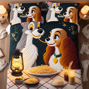 Personalized Gifts For Couple Quilt Bedding Set Special Line, Cartoon Dog Character 05TGMH140125 - Blanket - GoDuckee