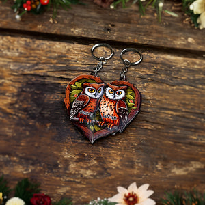 Personalized Owl Couple Keychains - Couple Gift - Keychains - GoDuckee