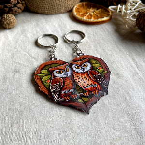 Personalized Owl Couple Keychains - Couple Gift - Keychains - GoDuckee