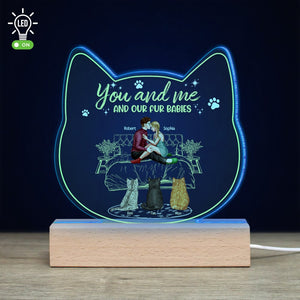 You And Me And Our Fur Babies, Personalized 3D Led Light, Valentine Gifts, Couple Gifts, Gift For Cat Lover - Led Night Light - GoDuckee