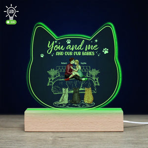 You And Me And Our Fur Babies, Personalized 3D Led Light, Valentine Gifts, Couple Gifts, Gift For Cat Lover - Led Night Light - GoDuckee