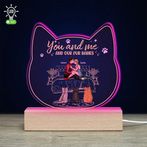 You And Me And Our Fur Babies, Personalized 3D Led Light, Valentine Gifts, Couple Gifts, Gift For Cat Lover - Led Night Light - GoDuckee
