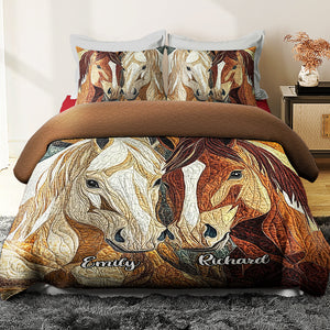 Personalized Gifts For Horse Couple Quilt Bedding Set Special Line 022kaqn170125 - Blanket - GoDuckee