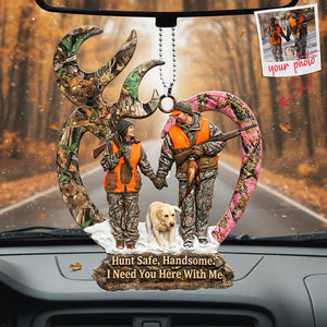 Couple Hunting Custom Photo Car Hanging Ornament - Gifts For Couple 01huta190126 - Ornament - GoDuckee