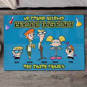 Personalized Gifts For Family Doormat No Stupid Allowed Beyond This Point 04KATN160124 Cartoon Family - Doormats - GoDuckee