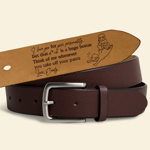 Personalized Gift For Couple Secret Message Men's Belt 03NAMH280524 - Belts - GoDuckee