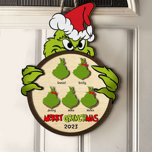 Gift For Family, Personalized Wood Sign, Green Monster Family Wood Sign, Christmas Gift 01NAHN110923 - Wood Sign - GoDuckee