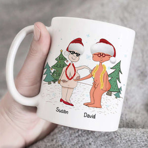 Let's Be Naughty And Save Santa The Trip, Couple Gift, Personalized Mug, Funny Old Couple Mug, Christmas Gift - Coffee Mug - GoDuckee