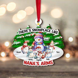 There's Snowplace Like Nana's Arms, Personalized Wood Ornament, Christmas Gift For Grandma - Ornament - GoDuckee