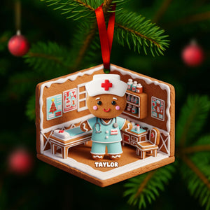 Nurse Gingerbread Christmas Wood Ornament - Personalized Gift For Nurses 06PGLU160825 - Ornament - GoDuckee