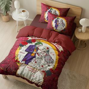 Spooky Married Couple Quilt Bed Set Special Line - Personalized Gift For Couple 04NAPU110725 - Blanket - GoDuckee