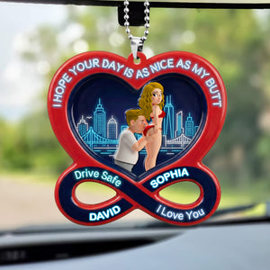 Funny Couple Acrylic Car Visor Clip - Personalized Gifts For Couple 03NATN090226 - Car Visor Clip - GoDuckee
