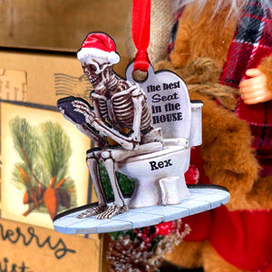 The Best Seat In The House, Personalized Funny Skull Ornament, Gift For Christmas - Ornament - GoDuckee