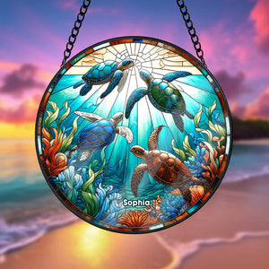 Personalized Turtle Stained Glass Ornament 03acxx210824/02acqn230824 - Ornament - GoDuckee
