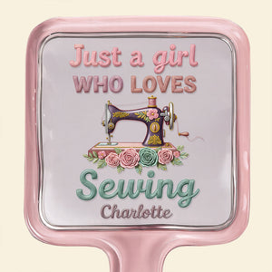 Sewing Girl Handheld Mirror - Personalized Gifts For Sewing Lovers 09pgdt161225 - Mirror - GoDuckee