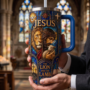 Jesus The Lion And The Lamp 40oz Tumbler With Handle - Personalized Gifts For Christians 03palu290626