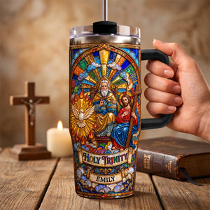 Holy Trinity 40oz Tumbler With Handle - Personalized Gifts For Christians 06padh040726 - Tumbler Cup - GoDuckee