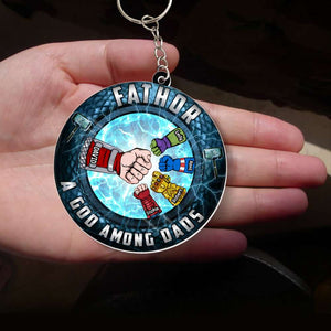 Dad A God Among Dads 03qhqn270523ha Personalized Keychain QNFBK - Keychains - GoDuckee
