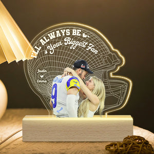 Football Couple I'll Always Be Your Biggest Fan, Personalized 3D Led Light Upload Photo, Gift For Boyfriend - Led Night Light - GoDuckee