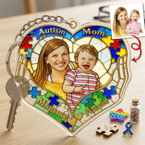 Custom Photo Loving Autism Mom Keychain, Personalized Gifts For Autism Mom 02QHTN010426 - Keychains - GoDuckee