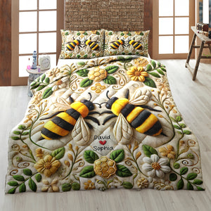 Personalized Gifts For Bee Lovers Quilt Bedding Set Special Line 03kaqn100125 Bee Couple Gifts - Blanket - GoDuckee