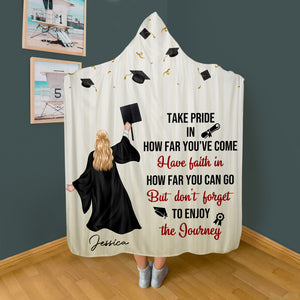 Personalized Gifts For Graduation Wearable Blanket Hoodie Enjoy The Journey - Blankets - GoDuckee