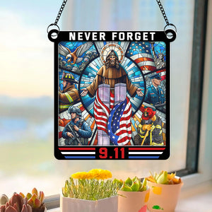 Gifts For 911 Memorial Suncatcher Ornament, Firefighter & Police Honor, American Patriot Day Decor 05QHQN240724 - Ornament - GoDuckee