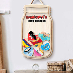 Personalized Gifts For Grandma Wood Sign Mason Jar Of Hearts, Mommy's Sweethearts 03QHDT080324 - Wood Signs - GoDuckee