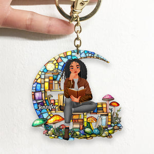Personalized Gifts For Book Lover Keychain Girl Reading Book 01XQDT030125PA - Keychains - GoDuckee