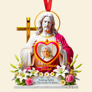 Memorial Jesus Ornament Custom Photo Gifts For Heaven 01HUDT090925 - Ornament - GoDuckee