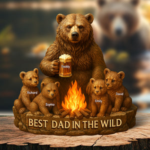 Personalized Gifts For Dad Bear Plaque Best Dad In The Wild 02xqqn140425 - Shaped Plaques - GoDuckee