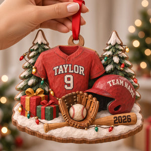 Batter Up Wood Effect Ornament, Personalized Gifts For Sport Lovers 04QHTN141026 - Ornament - GoDuckee
